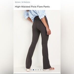 NYT Old Navy High Waisted Pixie Flare Pants - 4 Petite - Dark Heather Gray